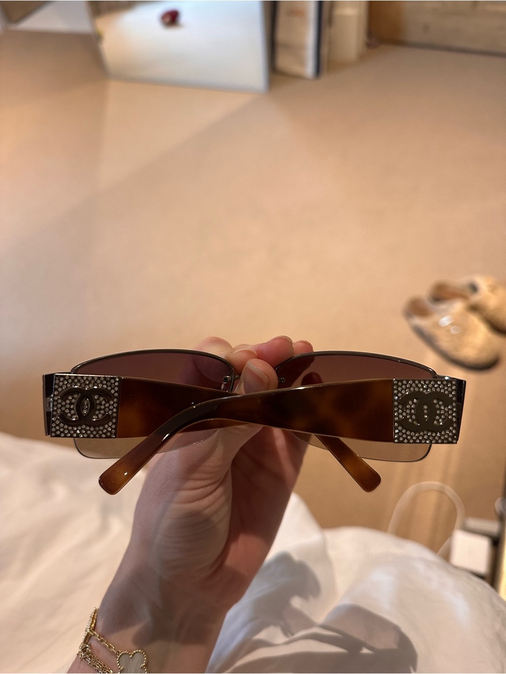CHANEL 4117-B Rhinestone CC Brown Gradient Sunglasses